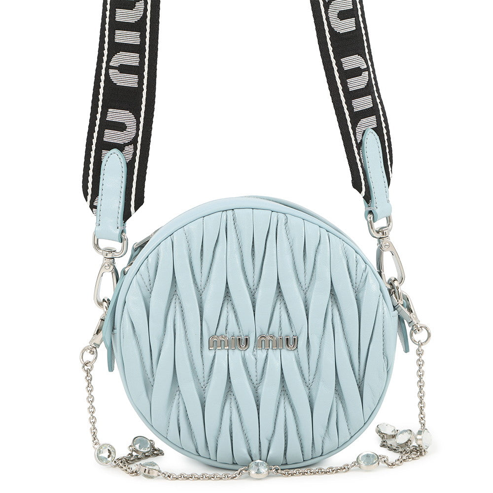 MIUMIU Materassee 2WAY Shoulder Bag Light Blue5BH191 Leather