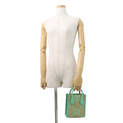GUCCI Jumbo GG 2-Way Handbag Beige/Light Green671623 Canvas Leather