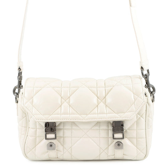 Dior Macrocannage Dior Camp Shoulder Bag WhiteM1243BNEY Leather Size Small