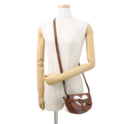 LOEWE Heart Motif Gate Dual Shoulder Bag Brown/White Leather Size Mini