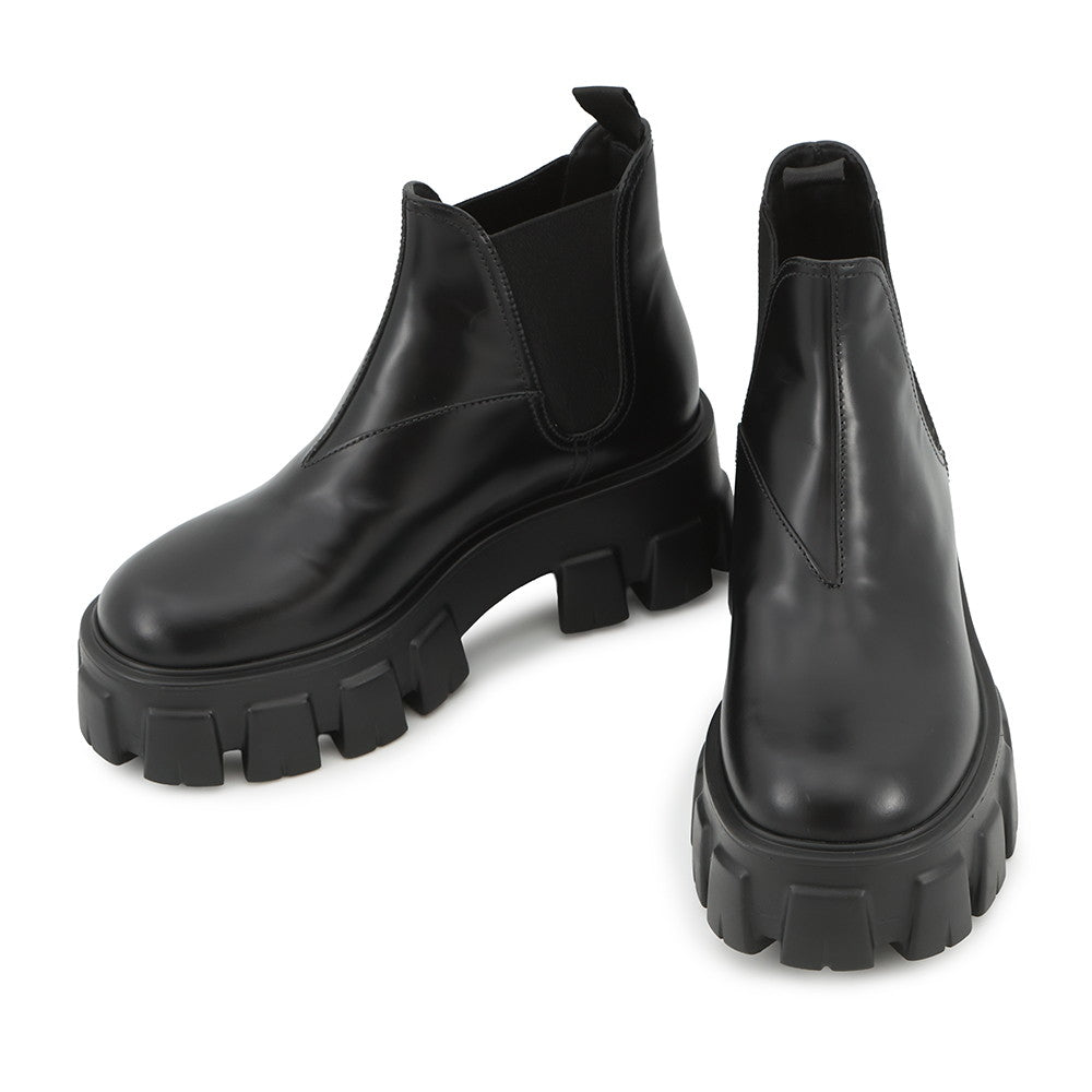 PRADA Monolith Side Gore Boots Black1T725L Leather Rubber Size 35H