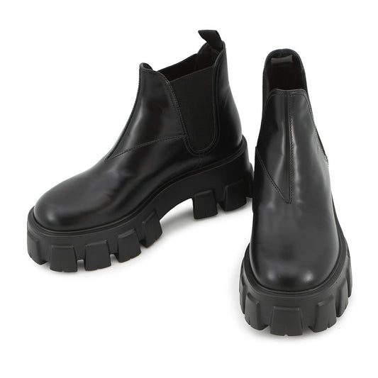 PRADA Monolith Side Gore Boots Black1T725L Leather Rubber Size 35H