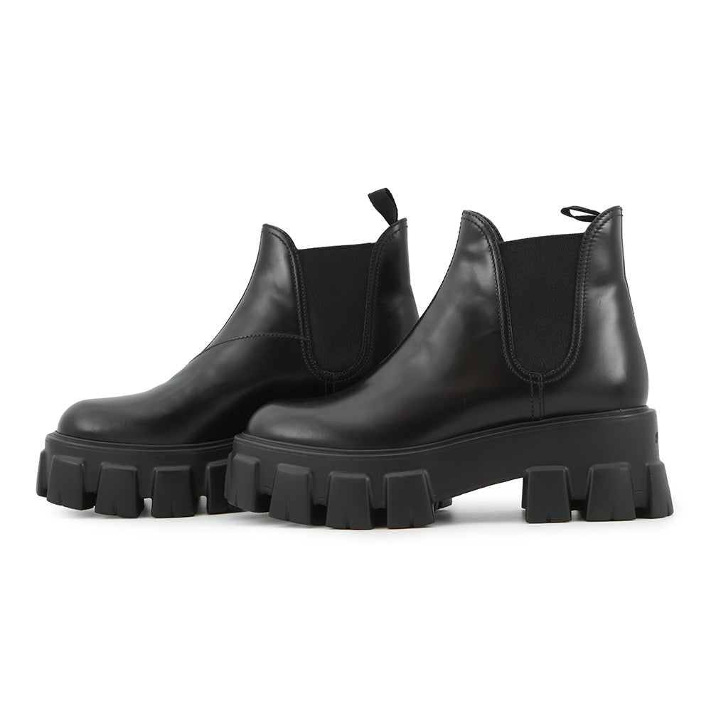 PRADA Monolith Side Gore Boots Black1T725L Leather Rubber Size 35H