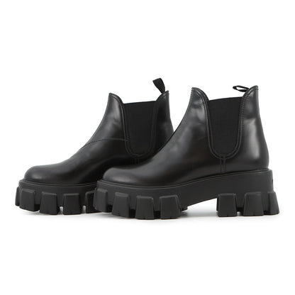 PRADA Monolith Side Gore Boots Black1T725L Leather Rubber Size 35H