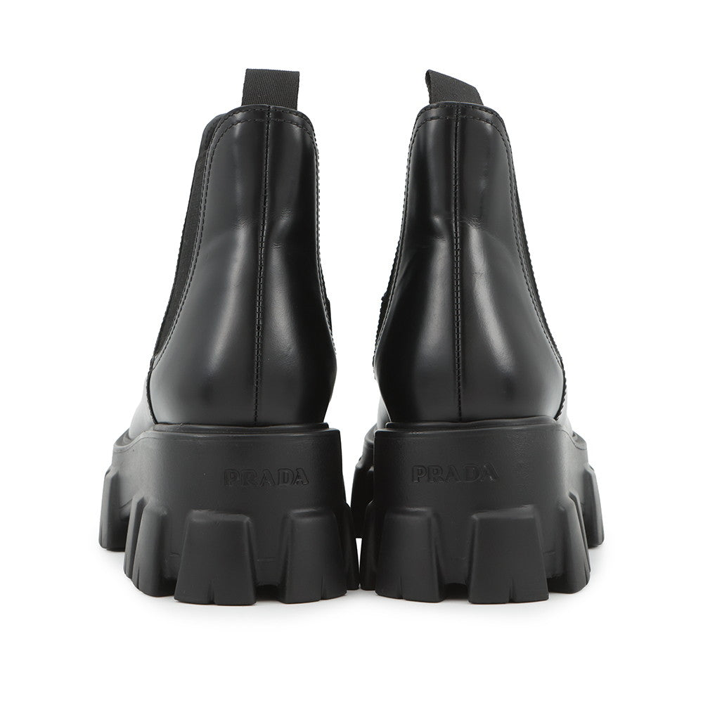 PRADA Monolith Side Gore Boots Black1T725L Leather Rubber Size 35H