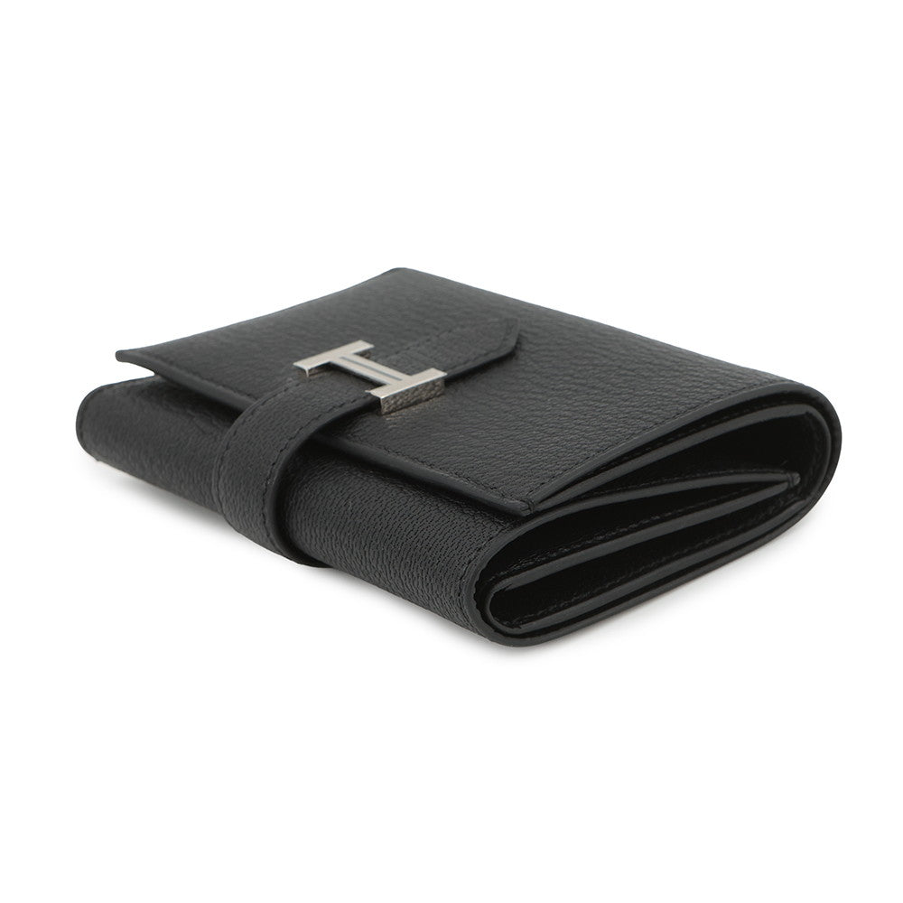 HERMES Bearn combine Black Chevre Myzore Goatskin