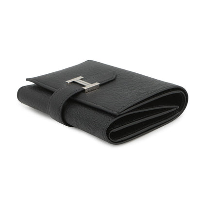 HERMES Bearn combine Black Chevre Myzore Goatskin