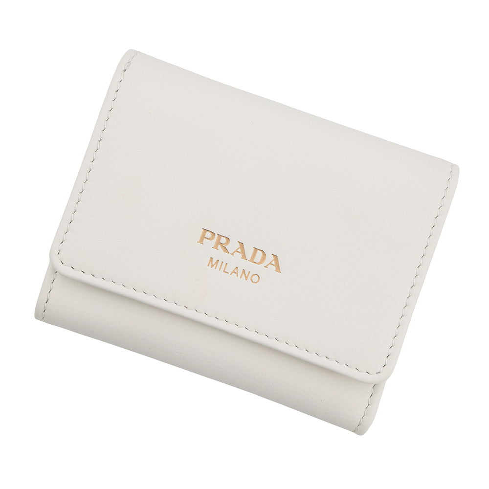 PRADA Trifold wallet White1MH043 Leather