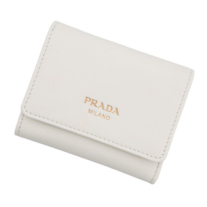 PRADA Trifold wallet White1MH043 Leather