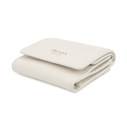 PRADA Trifold wallet White1MH043 Leather