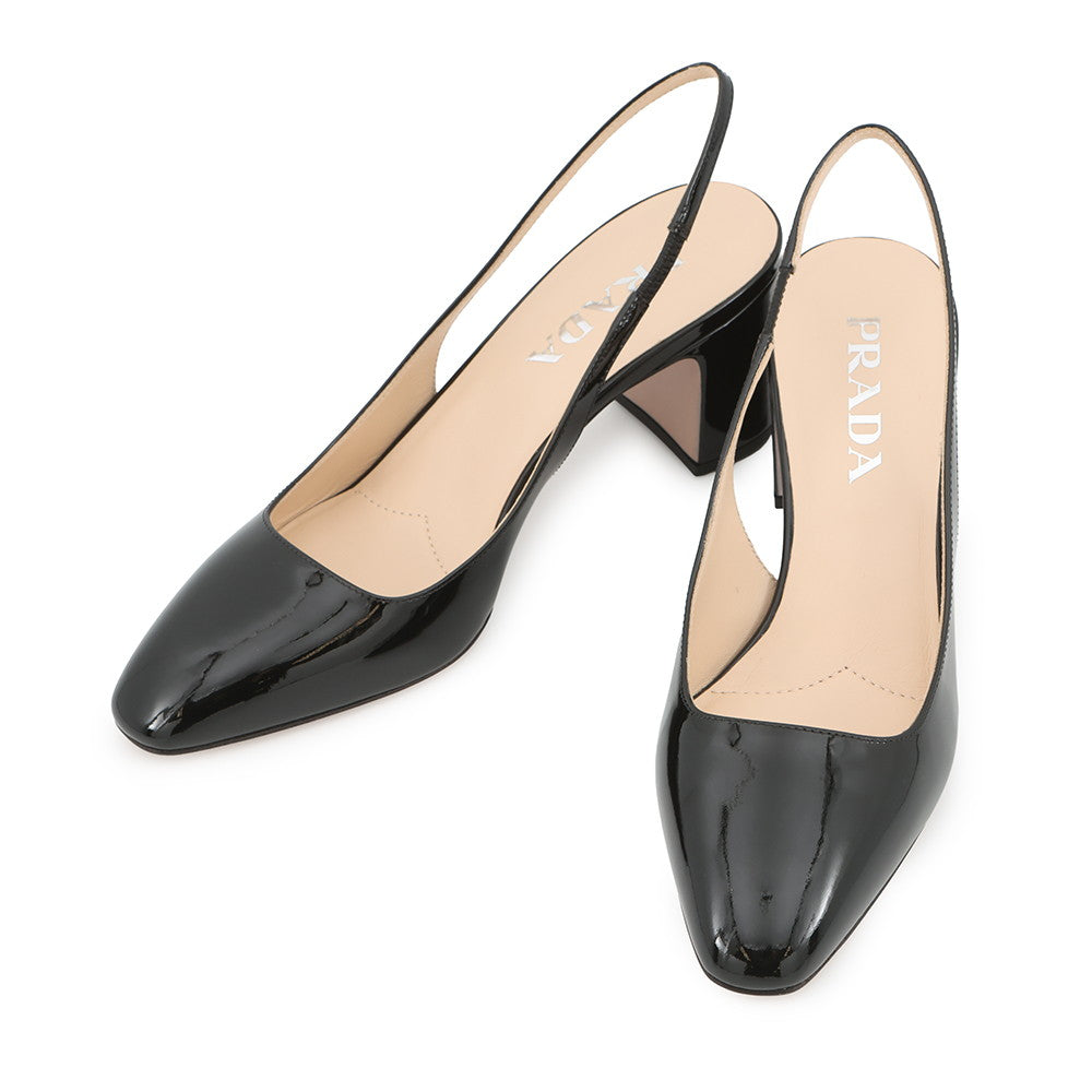 PRADA Slingback Pumps Black1I173N Patent Leather Size 36