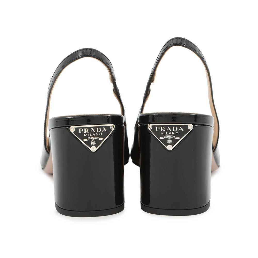 PRADA Slingback Pumps Black1I173N Patent Leather Size 36