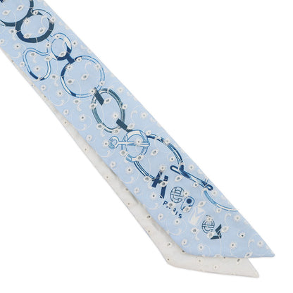 HERMES Twilly Do Re Boucles Broderie Anglaise Spring/Summer 2023 Blue/Blanc/Marine Silk100%