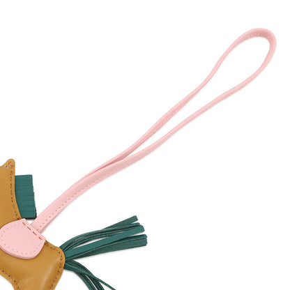 HERMES Rodeo Bag Charm Sesame / Rose Sakura / Malachite Lambskin Size PM