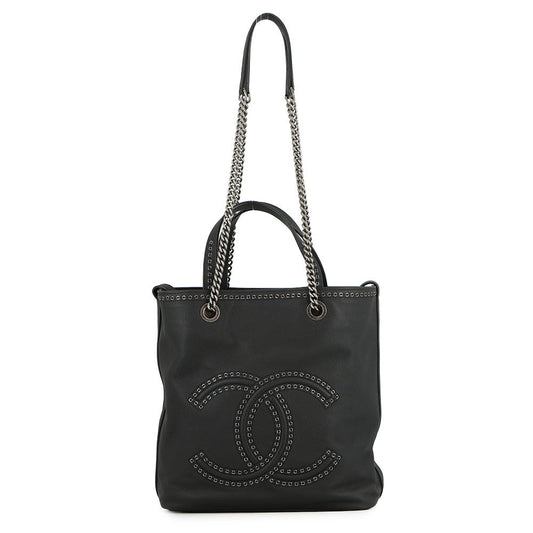 CHANEL CC Logo Cava 2-Way Tote Bag BlackAS0448 Leather