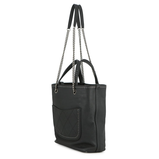 CHANEL CC Logo Cava 2-Way Tote Bag BlackAS0448 Leather