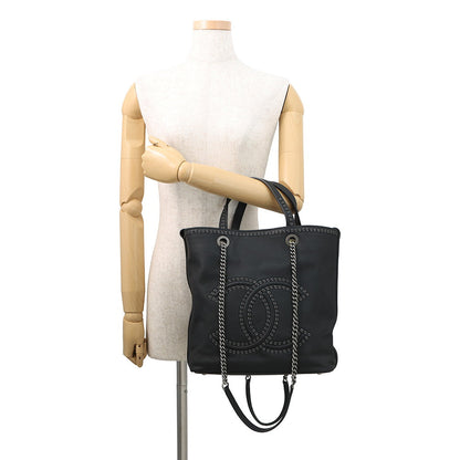 CHANEL CC Logo Cava 2-Way Tote Bag BlackAS0448 Leather