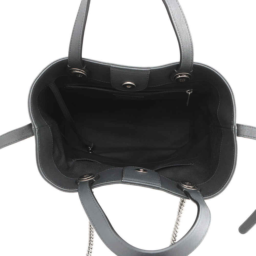 CHANEL CC Logo Cava 2-Way Tote Bag BlackAS0448 Leather