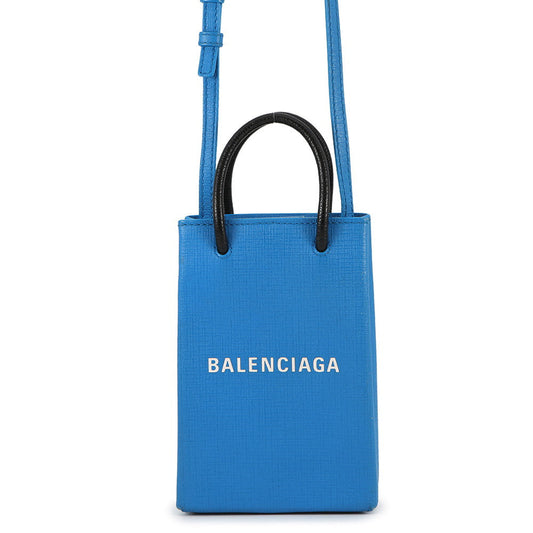 BALENCIAGA shopping phone holder Blue593826 Leather