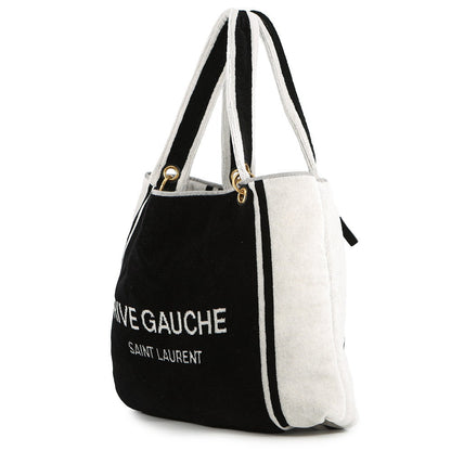 SAINT LAURENT PARIS Rive Gauche Towel Tote Bag White/Black735067 Cotton