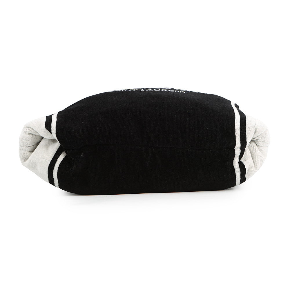 SAINT LAURENT PARIS Rive Gauche Towel Tote Bag White/Black735067 Cotton