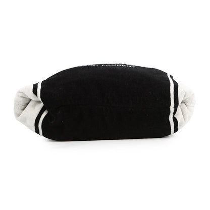 SAINT LAURENT PARIS Rive Gauche Towel Tote Bag White/Black735067 Cotton