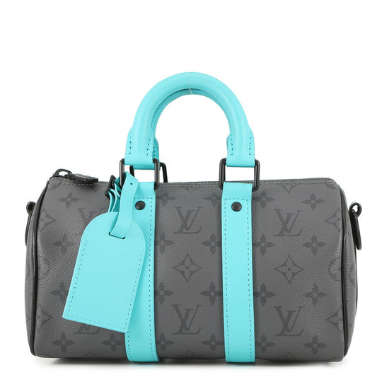 LOUIS VUITTON Keepall Bandouliere Turquoise/NoirM11645 Monogram Eclipse Reverse Size 25