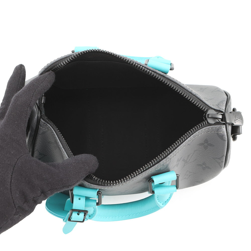 LOUIS VUITTON Keepall Bandouliere Turquoise/NoirM11645 Monogram Eclipse Reverse Size 25
