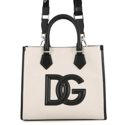 DOLCE&GABBANA DG Logo 2-Way Tote Bag Ivory/BlackBM2012AY9968S469 Canvas Leather