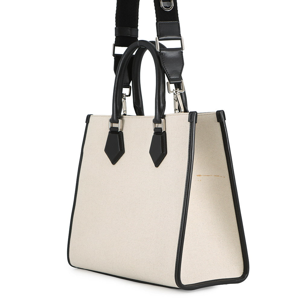 DOLCE&GABBANA DG Logo 2-Way Tote Bag Ivory/BlackBM2012AY9968S469 Canvas Leather