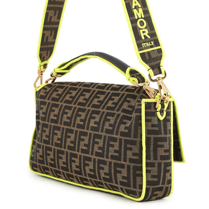 FENDI Zucca Mamma Bucket 2-Way Shoulder Bag Brown/Neon Yellow8BR771 Canvas Size Large