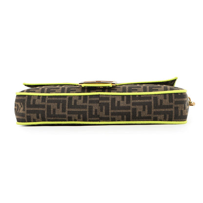 FENDI Zucca Mamma Bucket 2-Way Shoulder Bag Brown/Neon Yellow8BR771 Canvas Size Large
