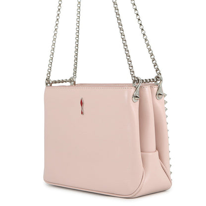 Christian Louboutin Spike Studded Chainshoulder Bag Pink1165020 Calf Leather Size Small