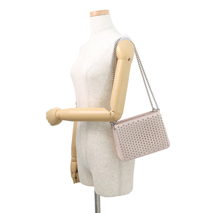 Christian Louboutin Spike Studded Chainshoulder Bag Pink1165020 Calf Leather Size Small