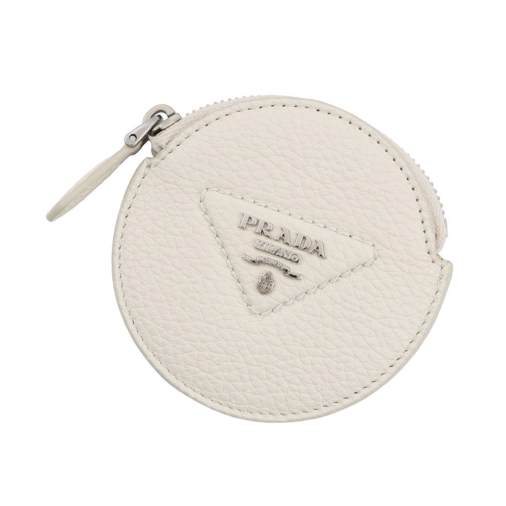 PRADA Triangle logo Coin purse White1MM006 Leather