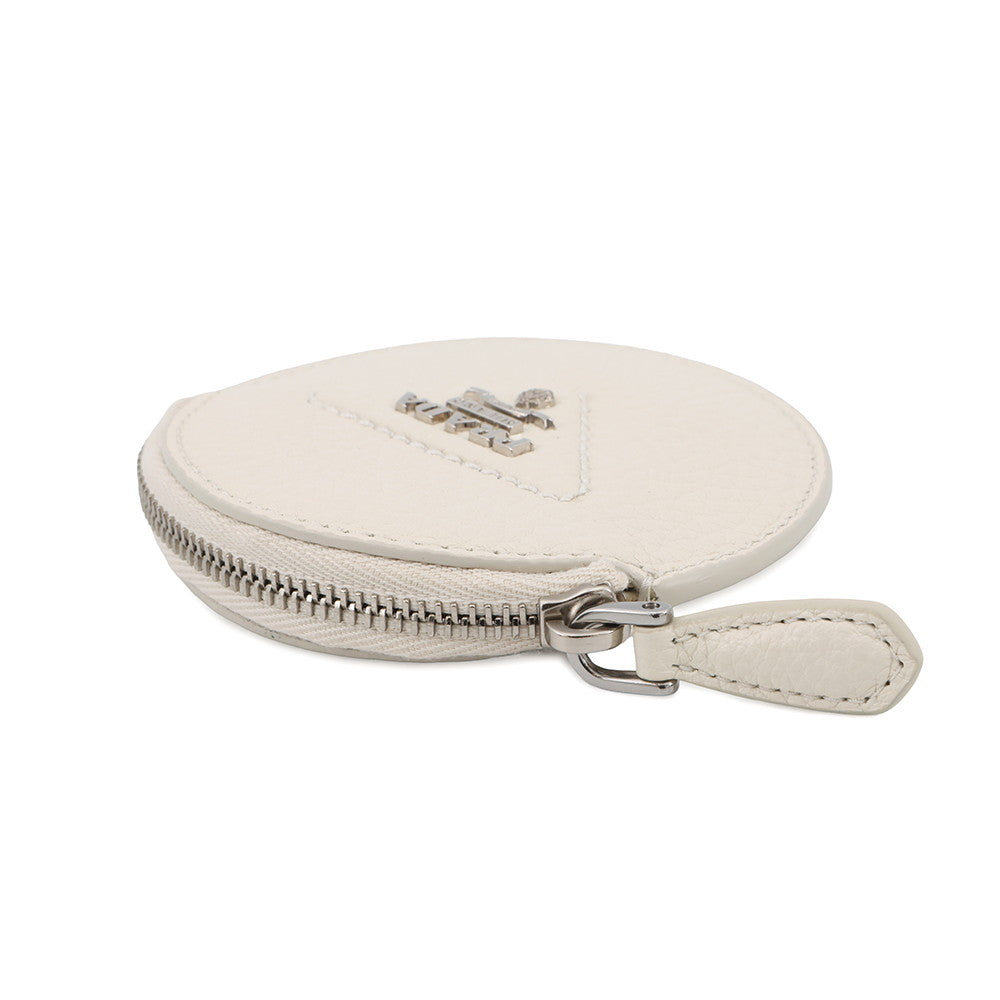 PRADA Triangle logo Coin purse White1MM006 Leather