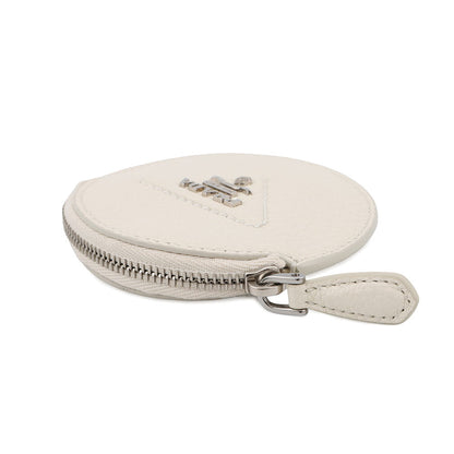 PRADA Triangle logo Coin purse White1MM006 Leather