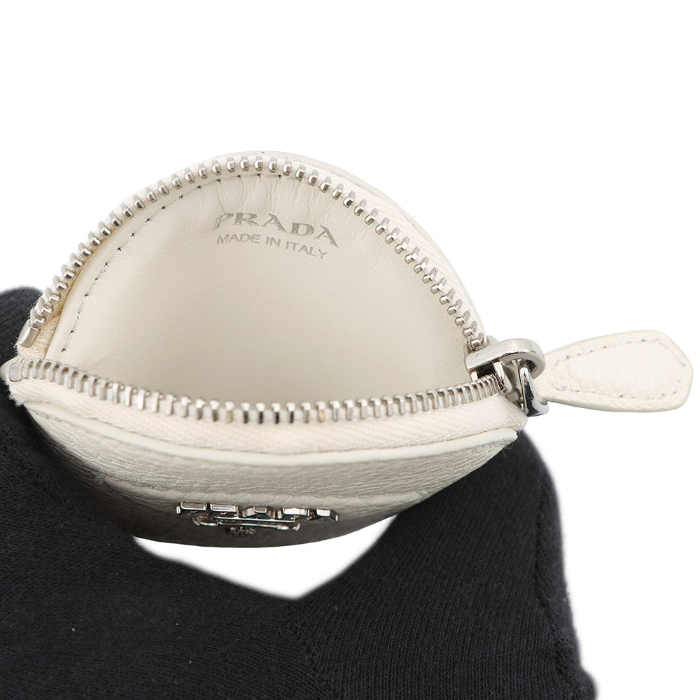 PRADA Triangle logo Coin purse White1MM006 Leather