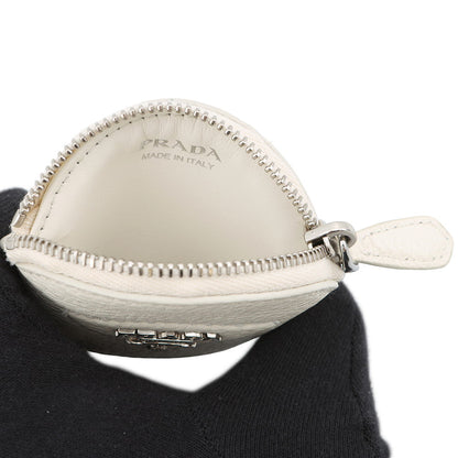 PRADA Triangle logo Coin purse White1MM006 Leather
