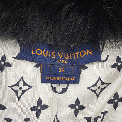 LOUIS VUITTON Damier Fox Intarsia Fur Jacket Size 38 White/Black1A5RDH Fox Raccoon