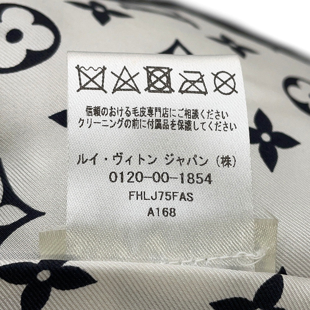 LOUIS VUITTON Damier Fox Intarsia Fur Jacket Size 38 White/Black1A5RDH Fox Raccoon