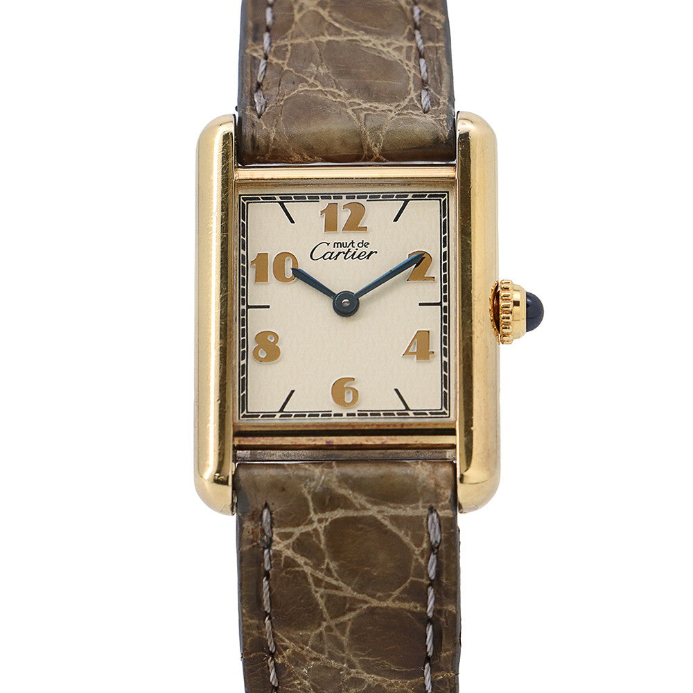 CARTIER Must Tank SM Vermeil H28mmxW20.5mm SV925 Gold Plated Ivory DialW1008354