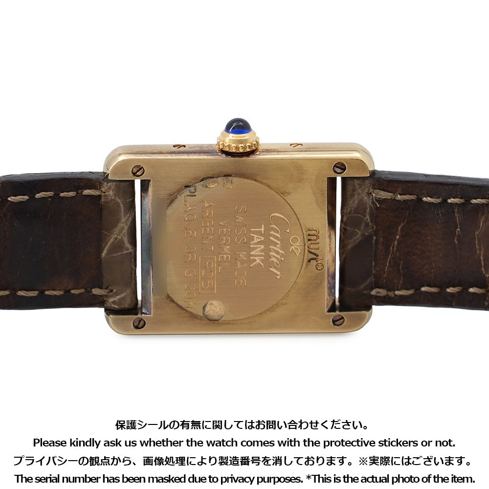 CARTIER Must Tank SM Vermeil H28mmxW20.5mm SV925 Gold Plated Ivory DialW1008354