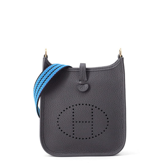 HERMES Evelyne Amazon Sangle Cordage Ardoise/Blue Hydra Taurillon Clemence Size TPM
