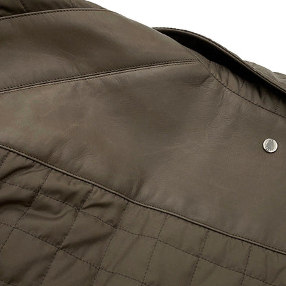 LOUIS VUITTON Quilted Damier Jacket Size 48 Khaki Polyester100% Calf Leather