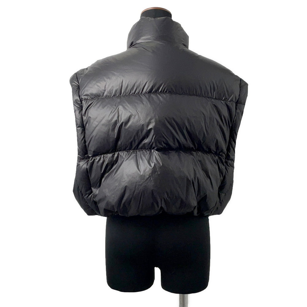 PRADA Cropped Vest/Down Jacket Triangle Logo 24 Size 40 Black291805 Nylon100%