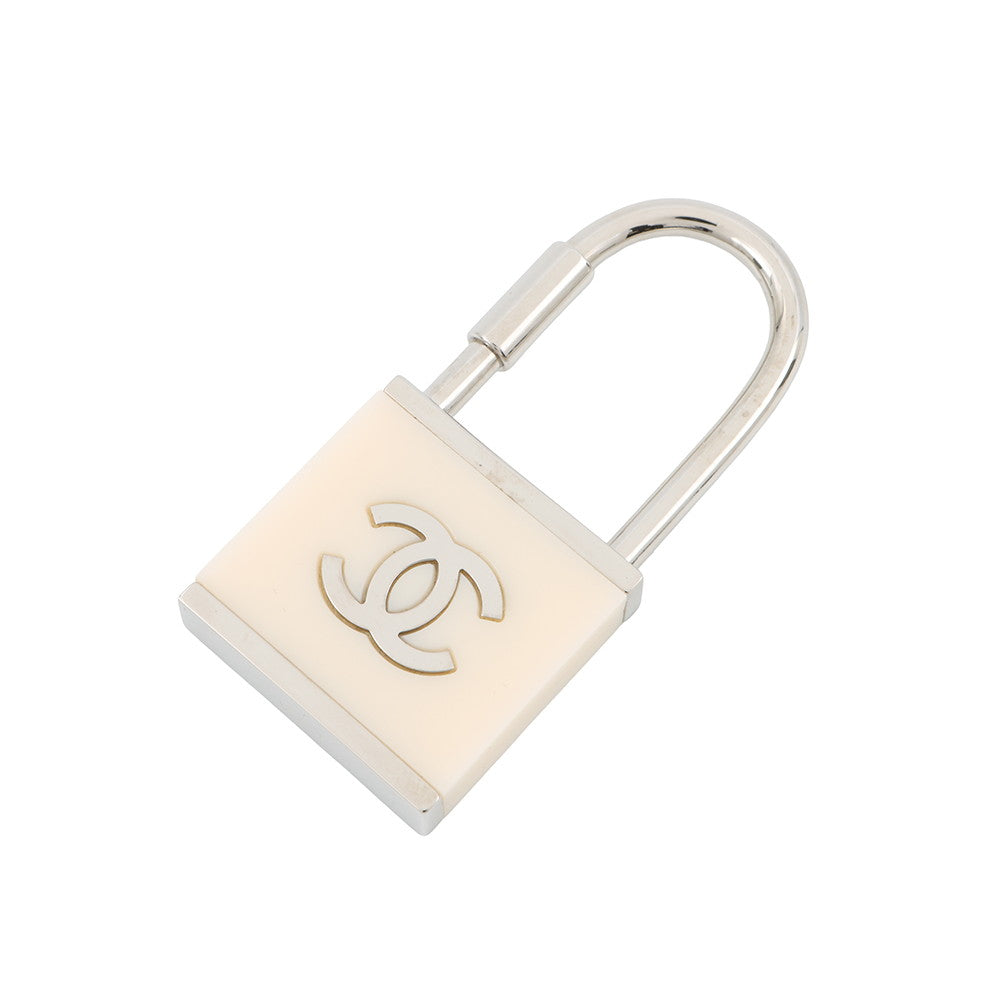 CHANEL CC Logo Key Bag Charm WhiteA17952 Metal