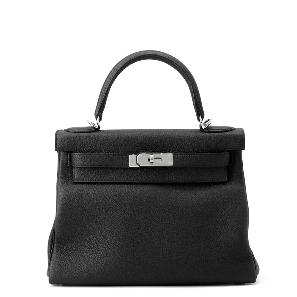 HERMES Kelly Retourne Black Togo Leather Size 28