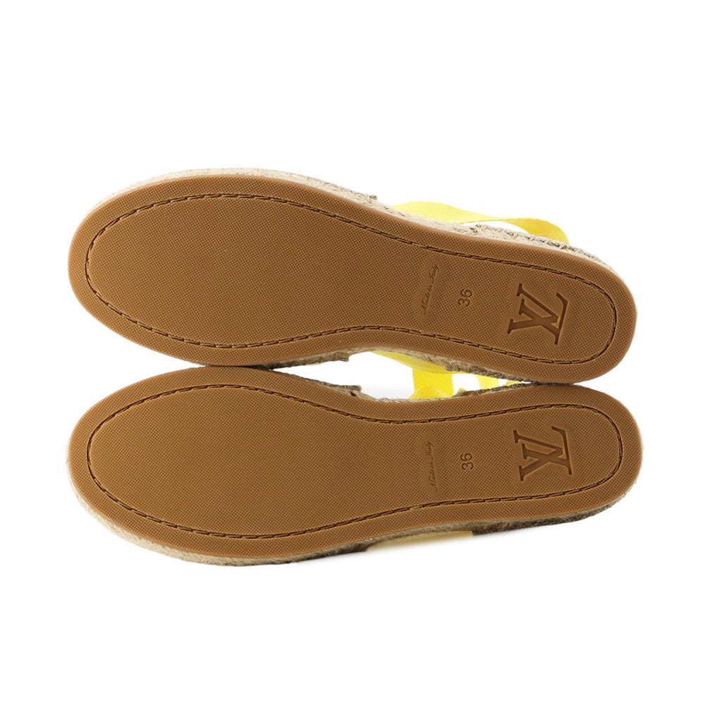 LOUIS VUITTON Starboard Line Loafer Sandals Natural/Pink1A8GC6 Canvas Raffia Rubber Size 36