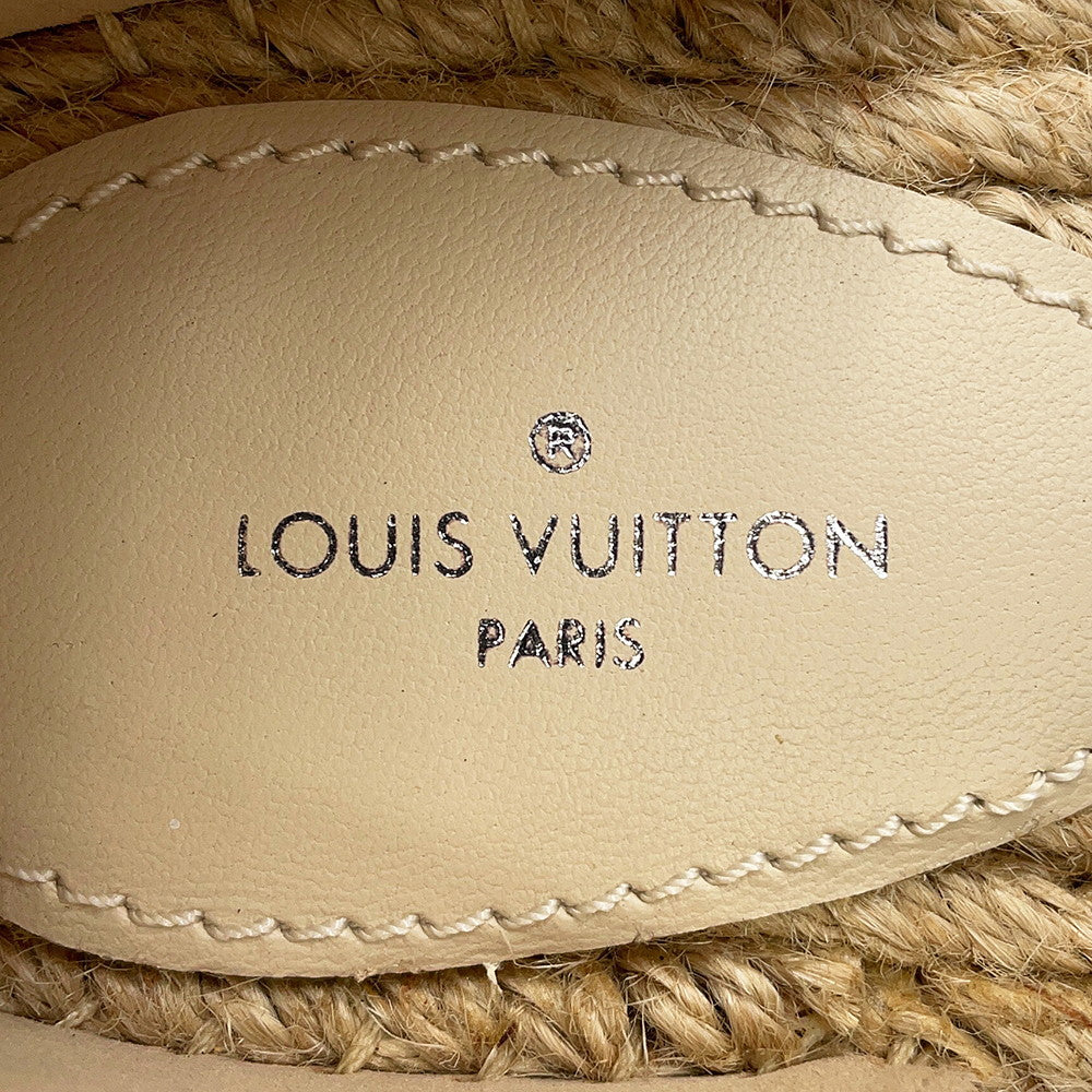 LOUIS VUITTON Starboard Line Loafer Sandals Natural/Pink1A8GC6 Canvas Raffia Rubber Size 36